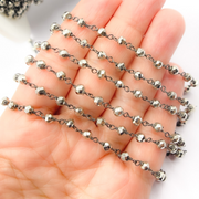 Steel Pyrite Black Rhodium 925 Sterling Silver Wire Chain.